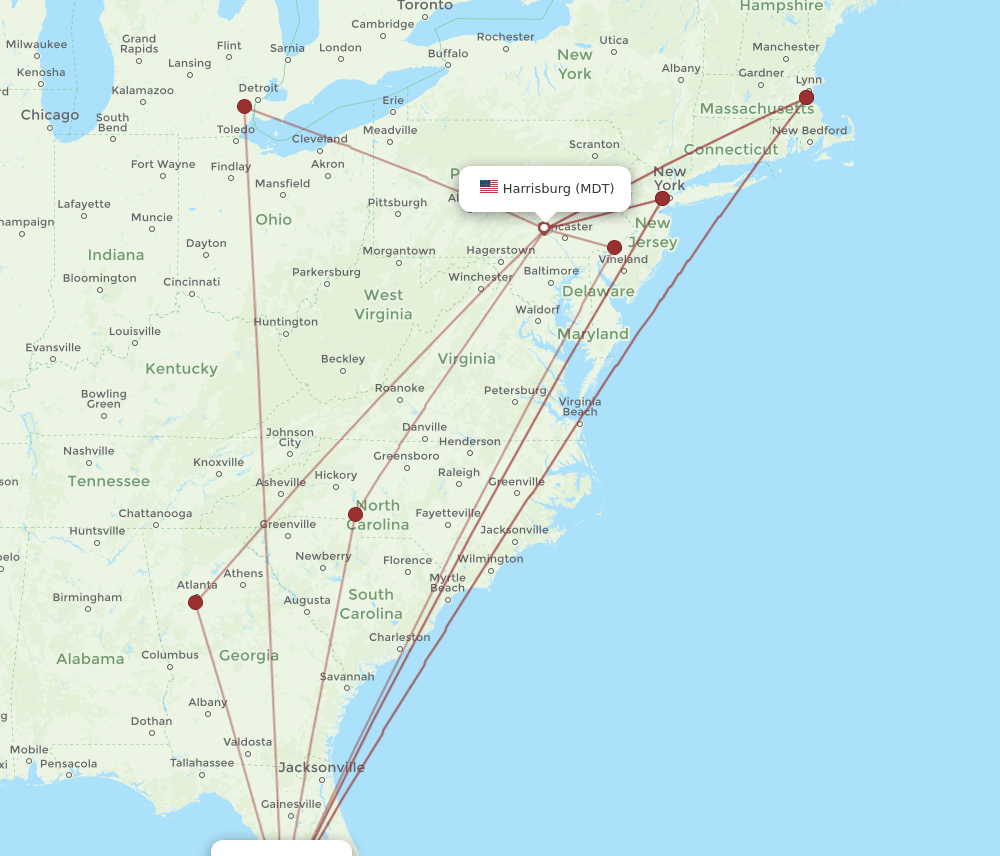 MDT-TPA flight routes