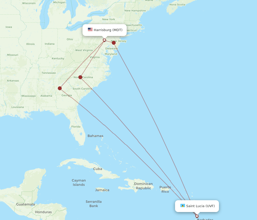 MDT-UVF flight routes
