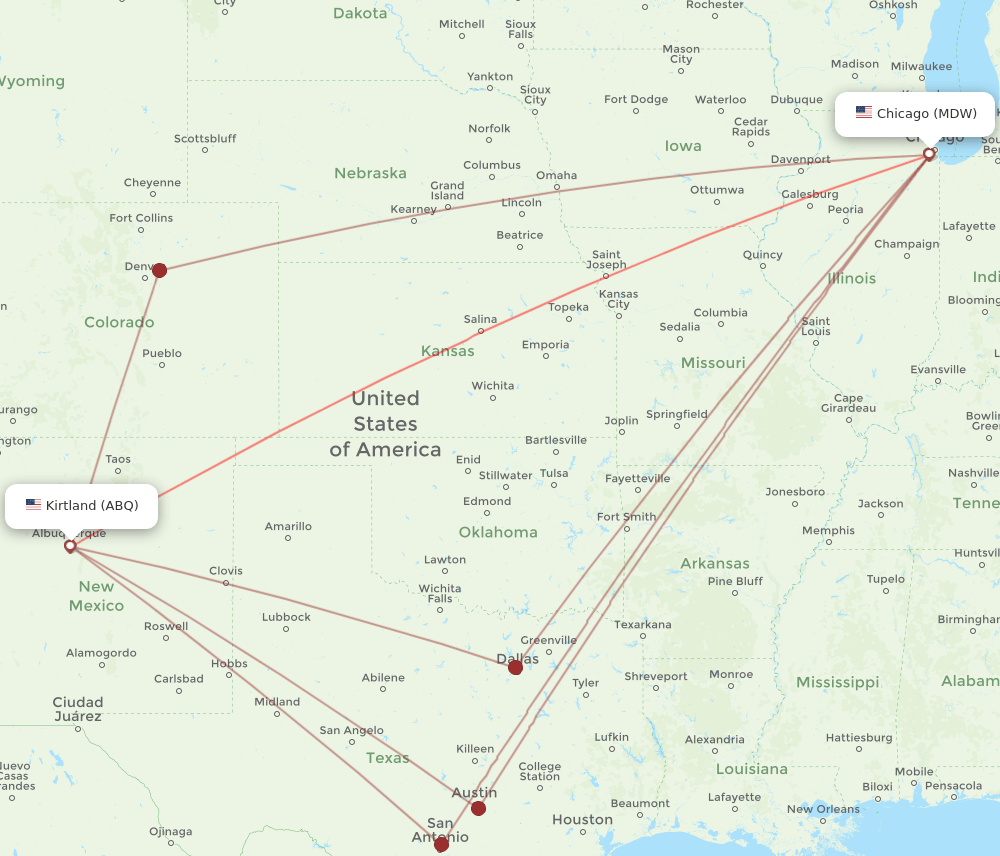 MDW-ABQ flight routes