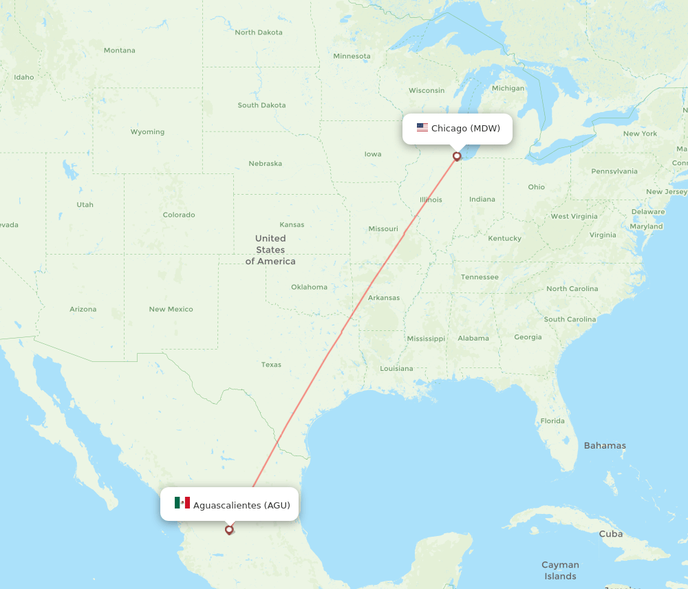 MDW to AGU flights and routes map