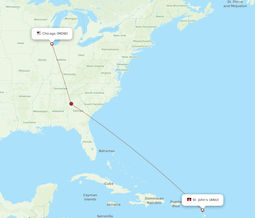 MDW-ANU flight routes