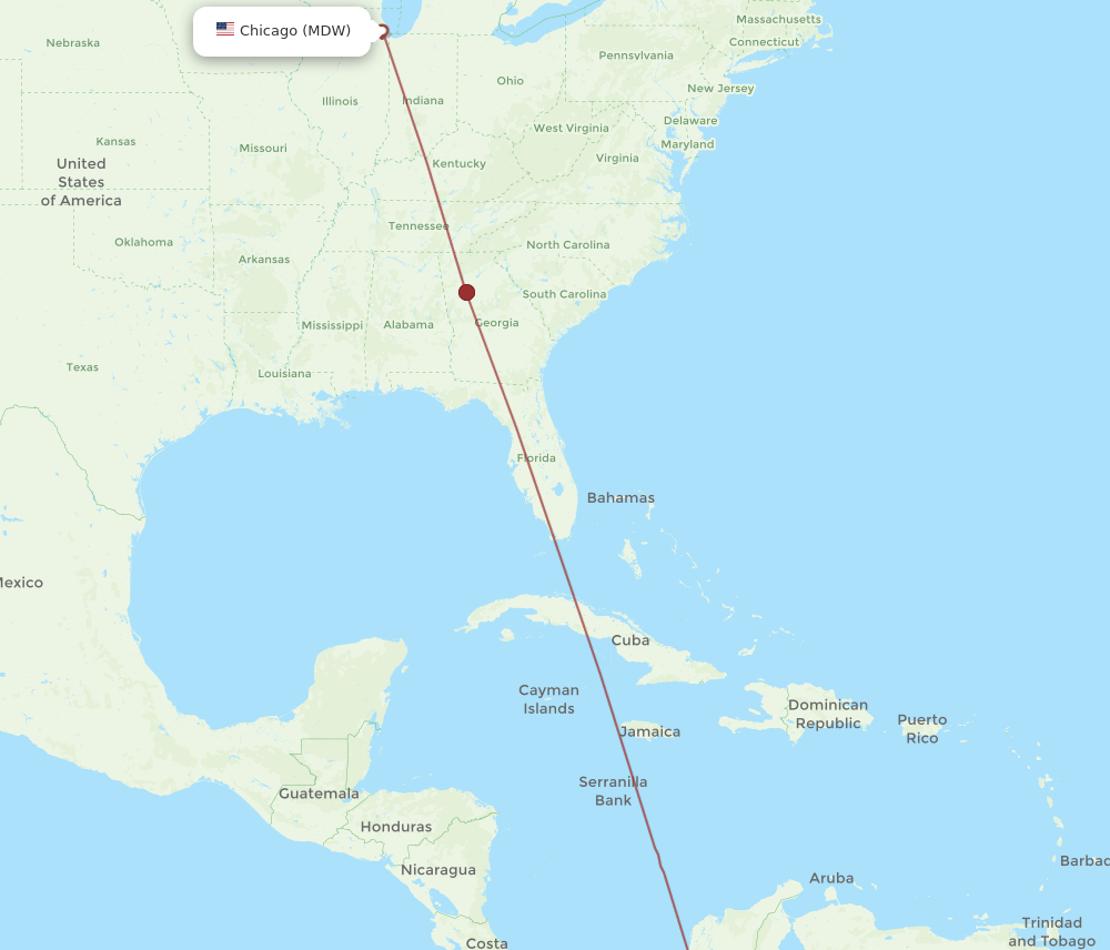 MDW-BOG flight routes