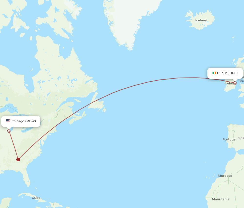 MDW-DUB flight routes