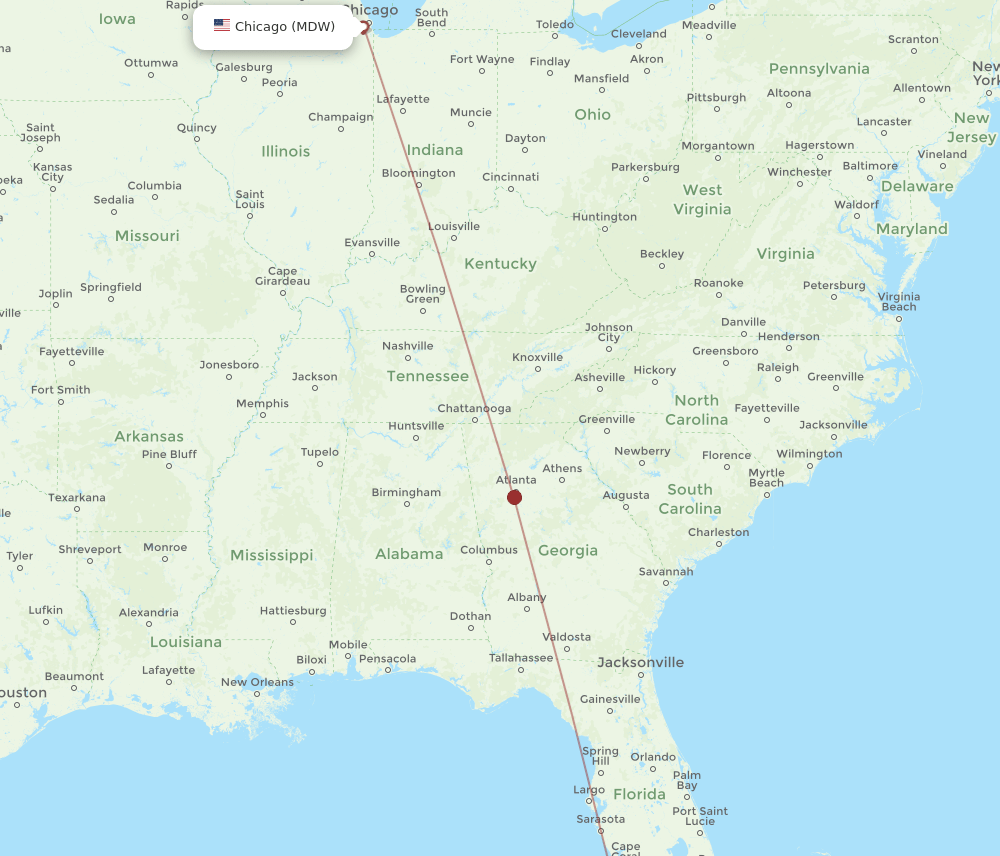 MDW-EYW flight routes