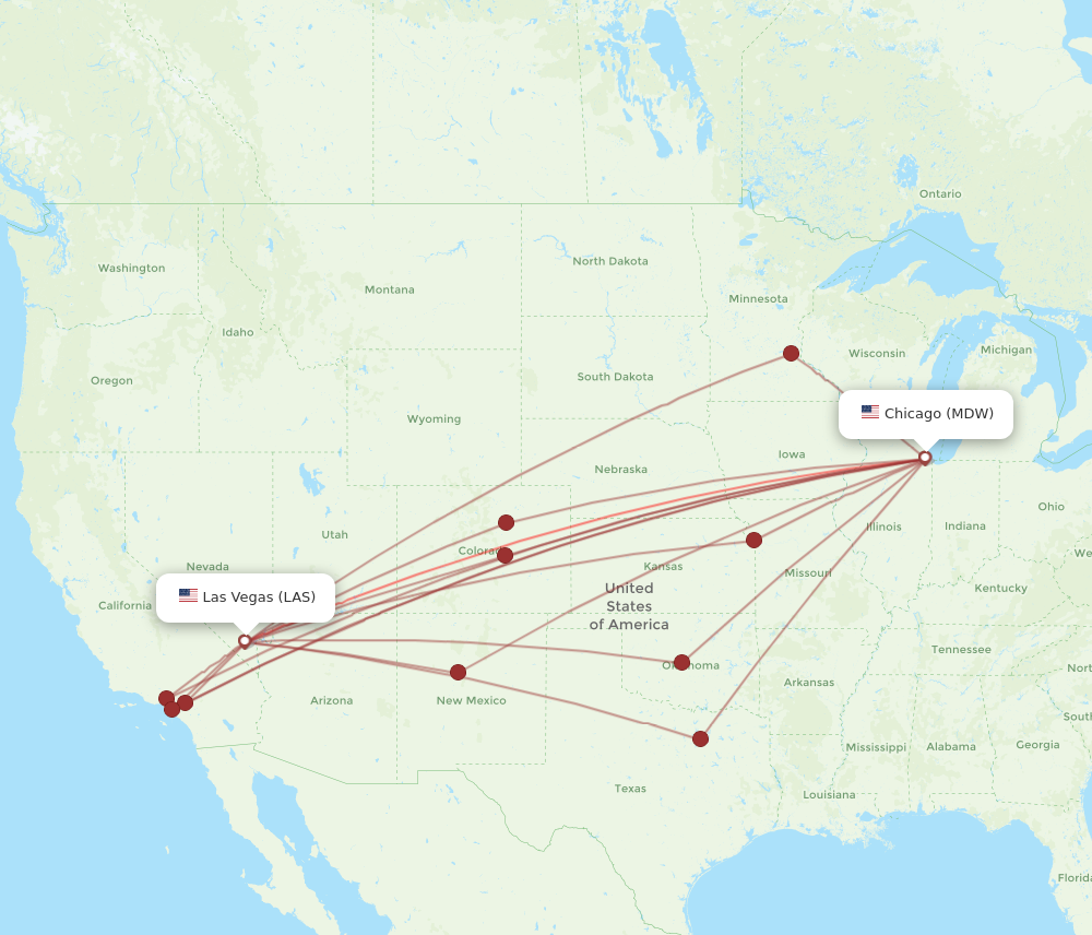 MDW to LAS flights and routes map