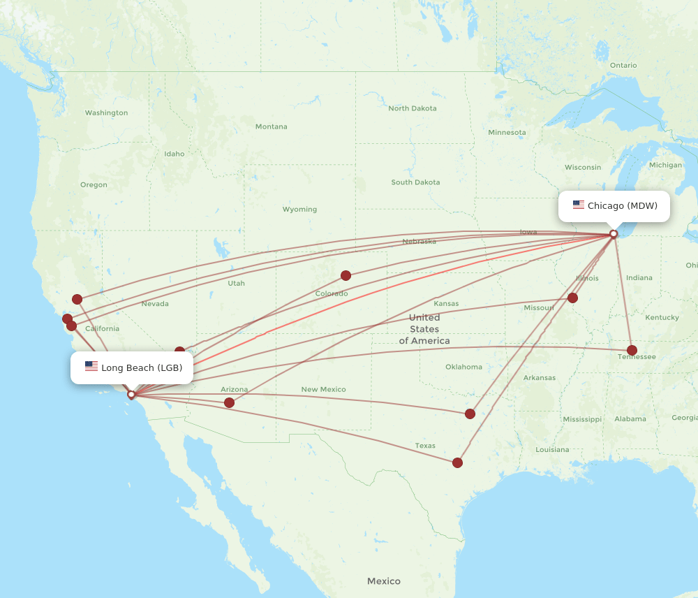 MDW-LGB flight routes