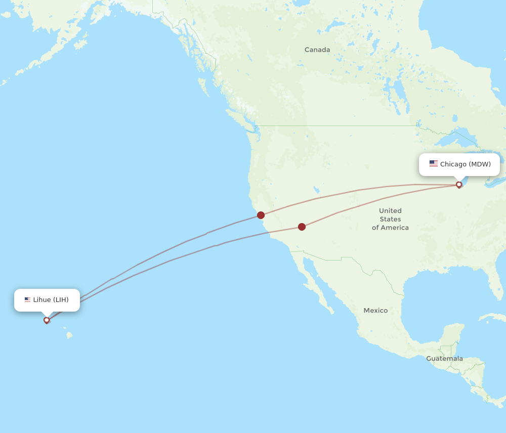 MDW-LIH flight routes