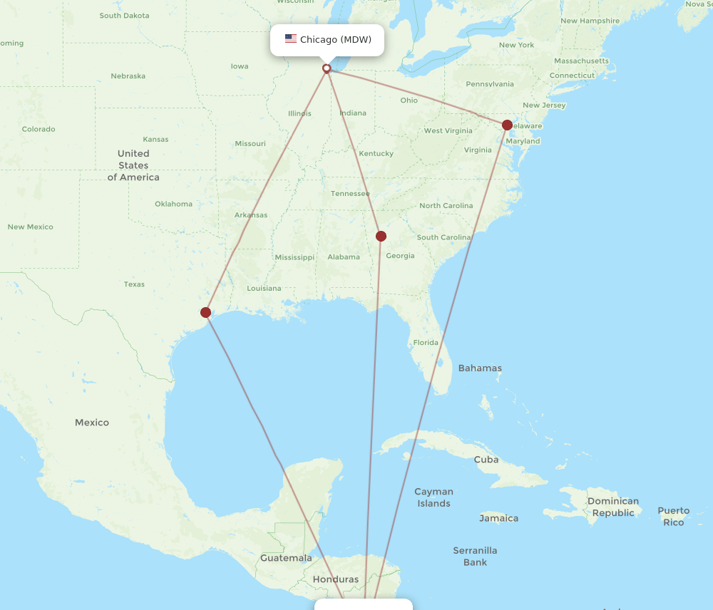 MDW-LIR flight routes