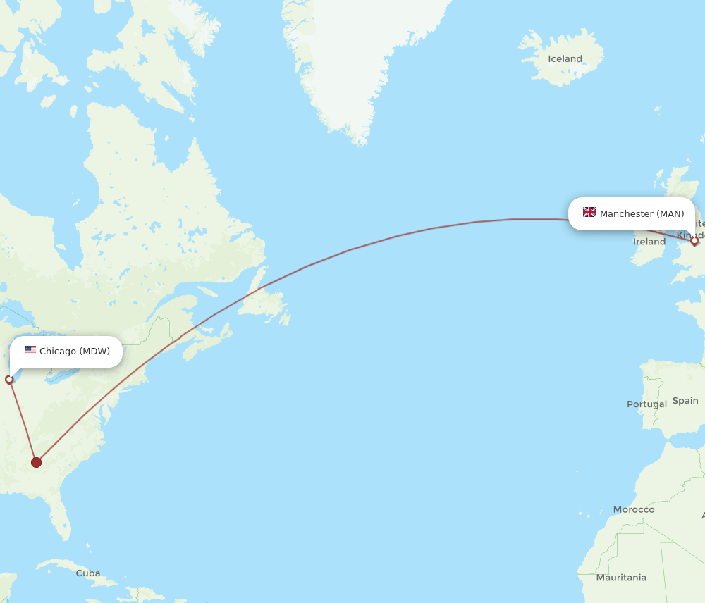 MDW-MAN flight routes