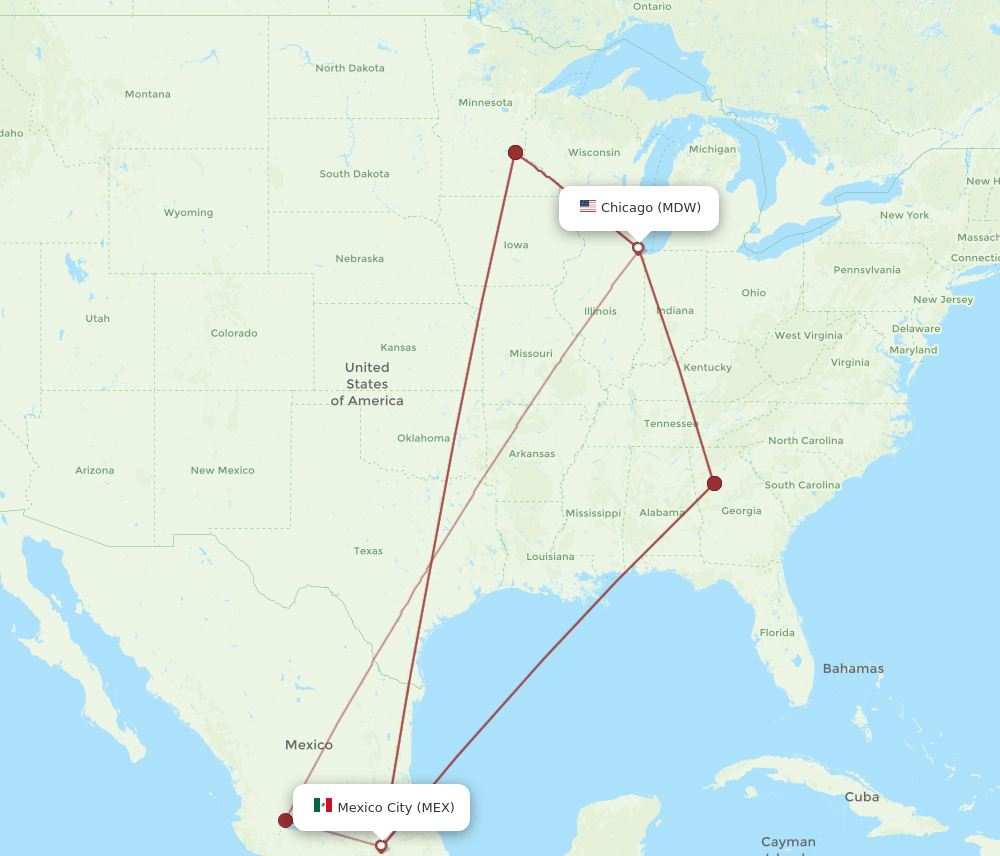 MDW-MEX flight routes
