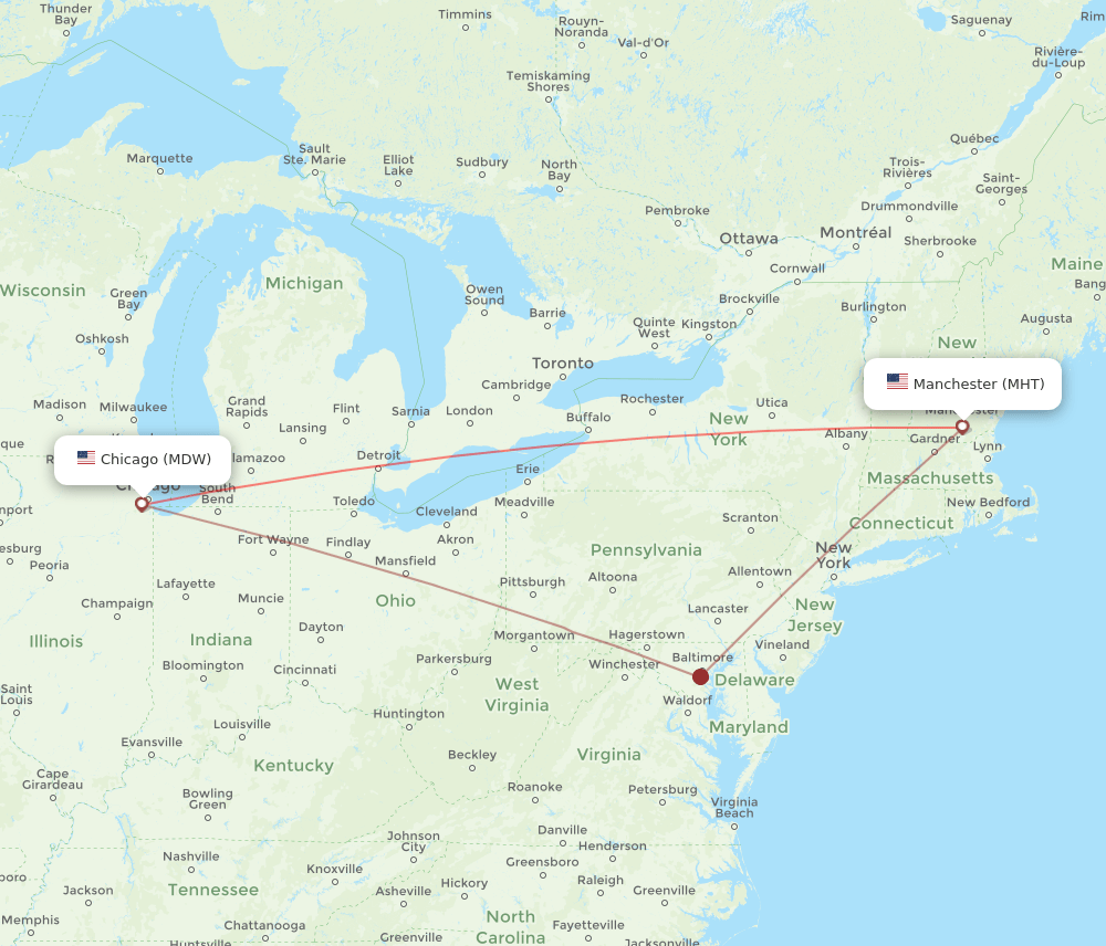 MDW-MHT flight routes