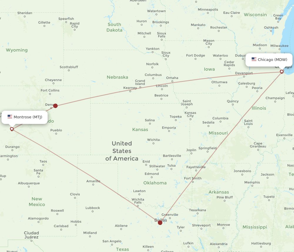MDW-MTJ flight routes