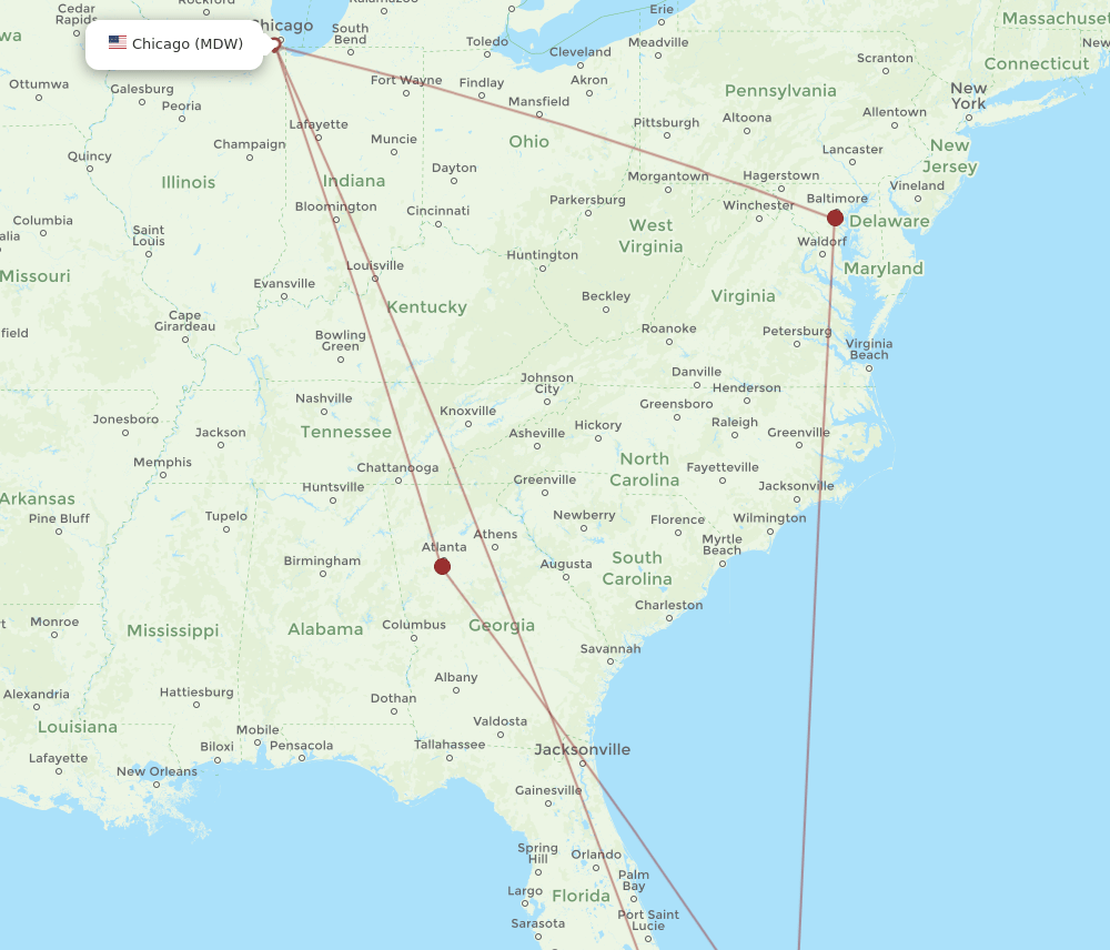 MDW-NAS flight routes