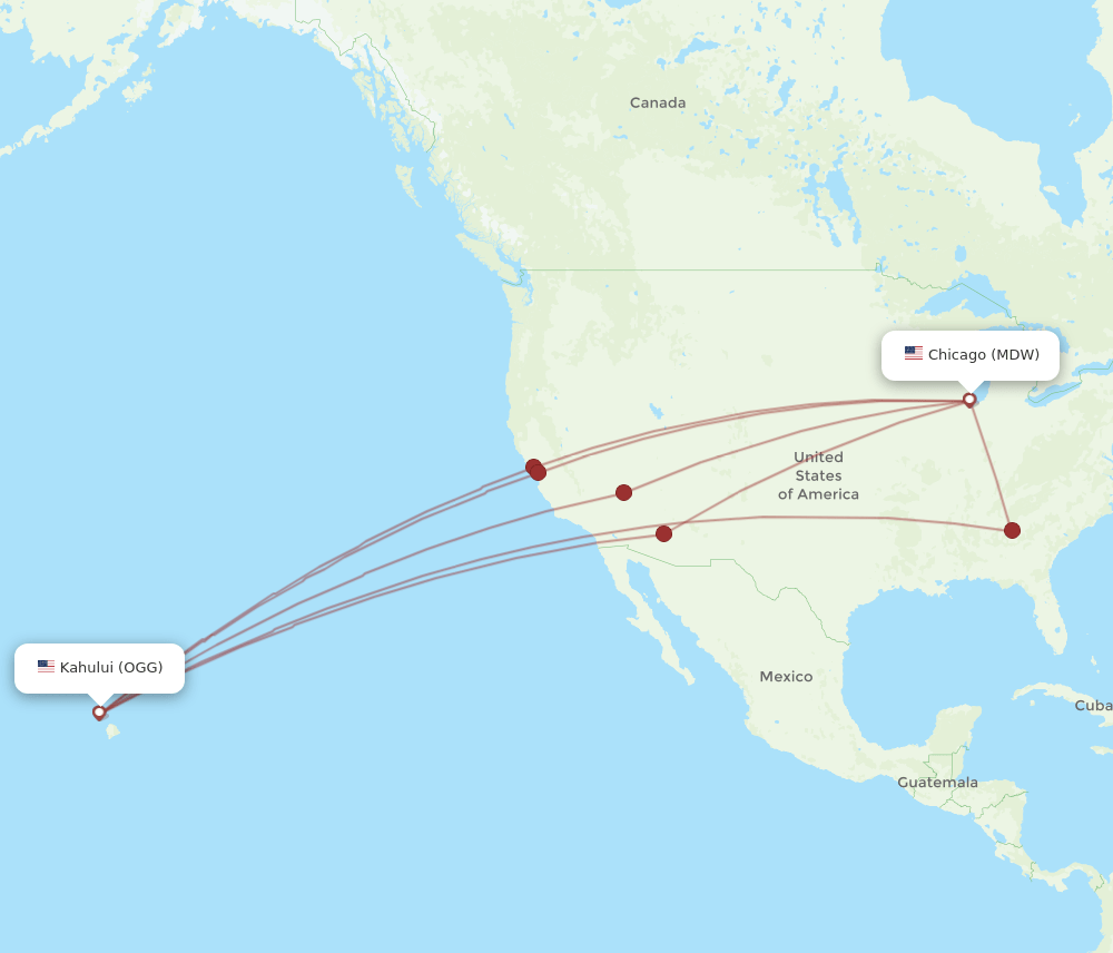 MDW-OGG flight routes