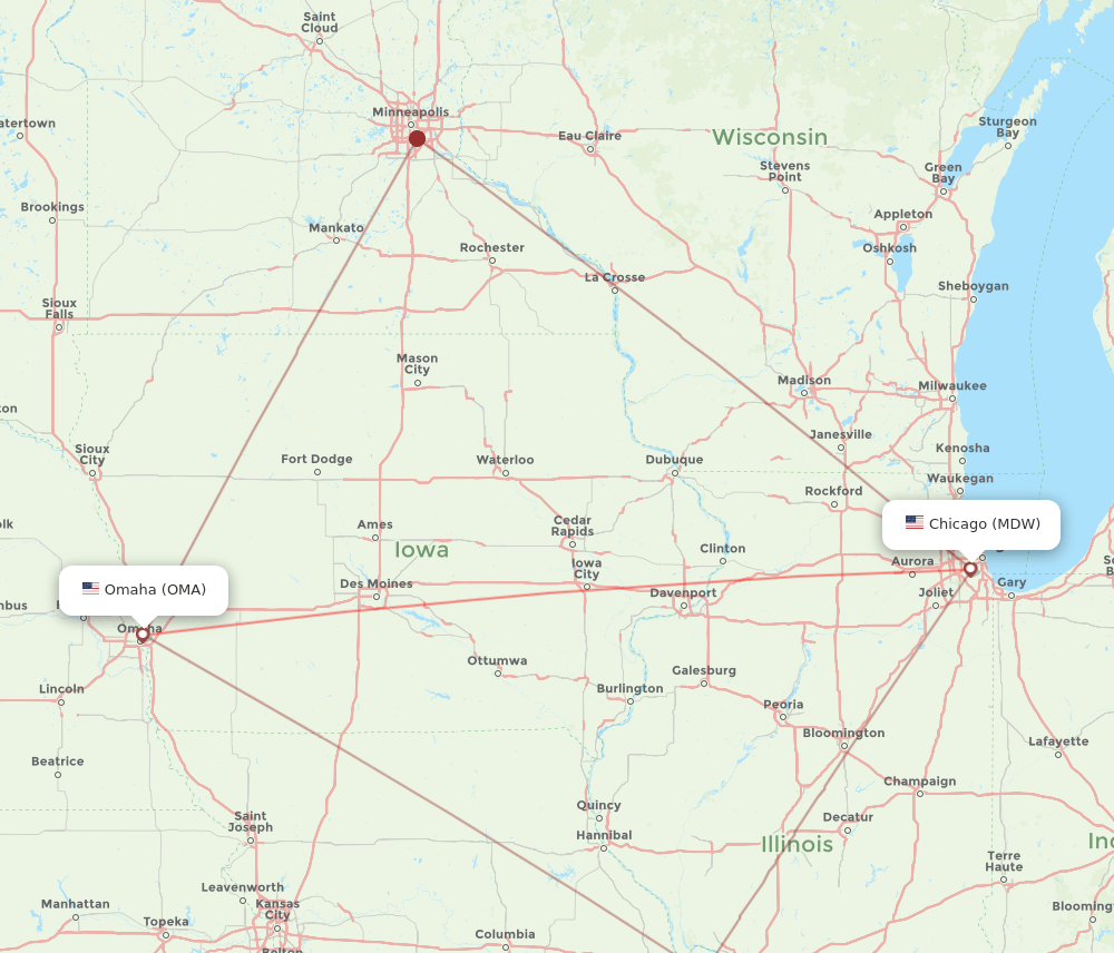 MDW-OMA flight routes