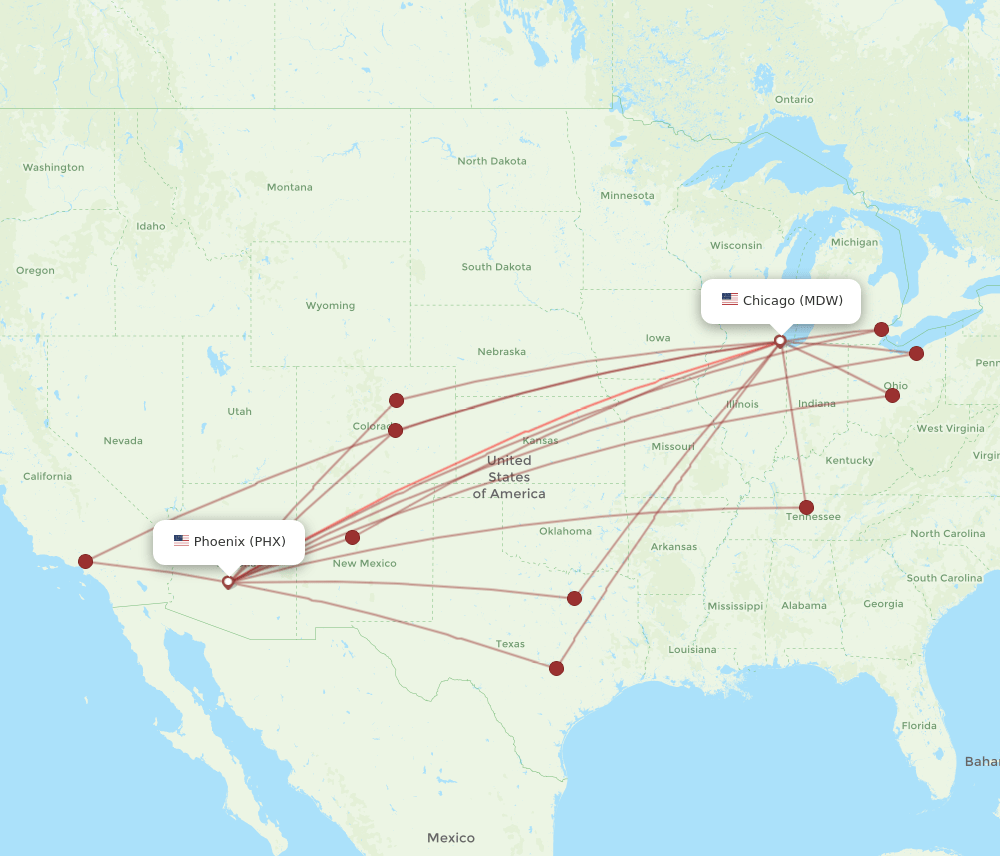 MDW-PHX flight routes