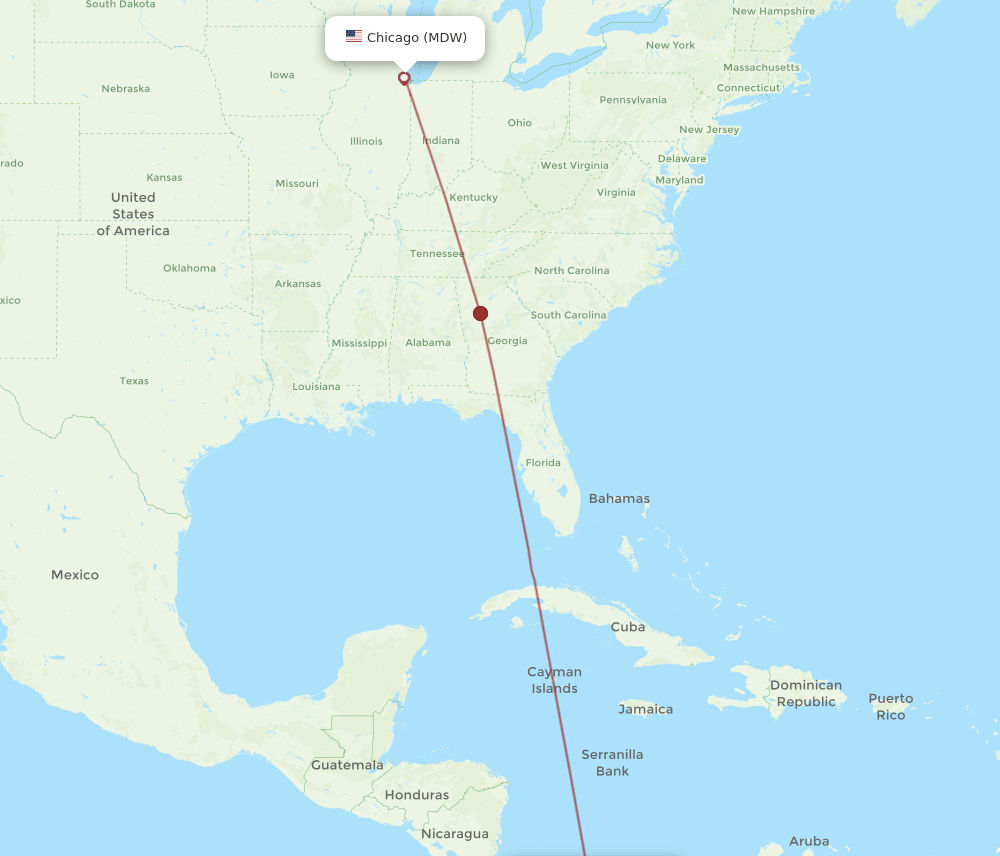 MDW-PTY flight routes