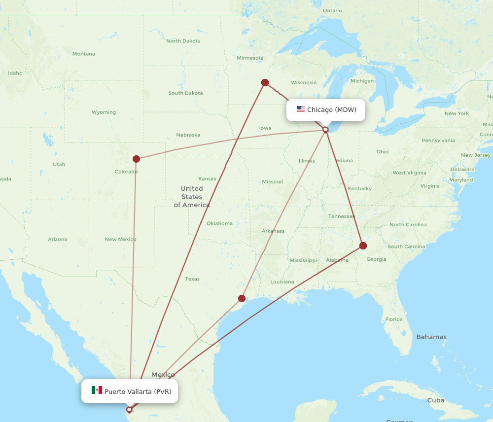 MDW-PVR flight routes