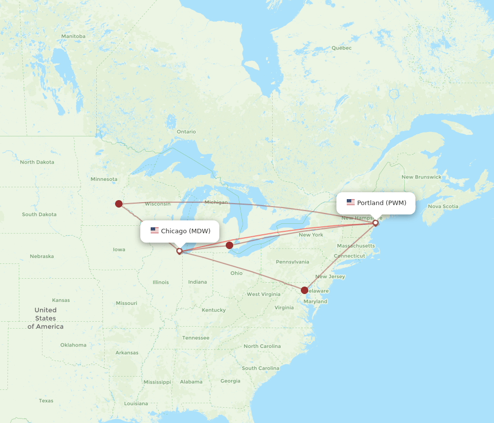 MDW-PWM flight routes