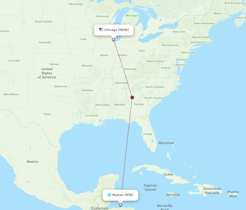 MDW-RTB flight routes