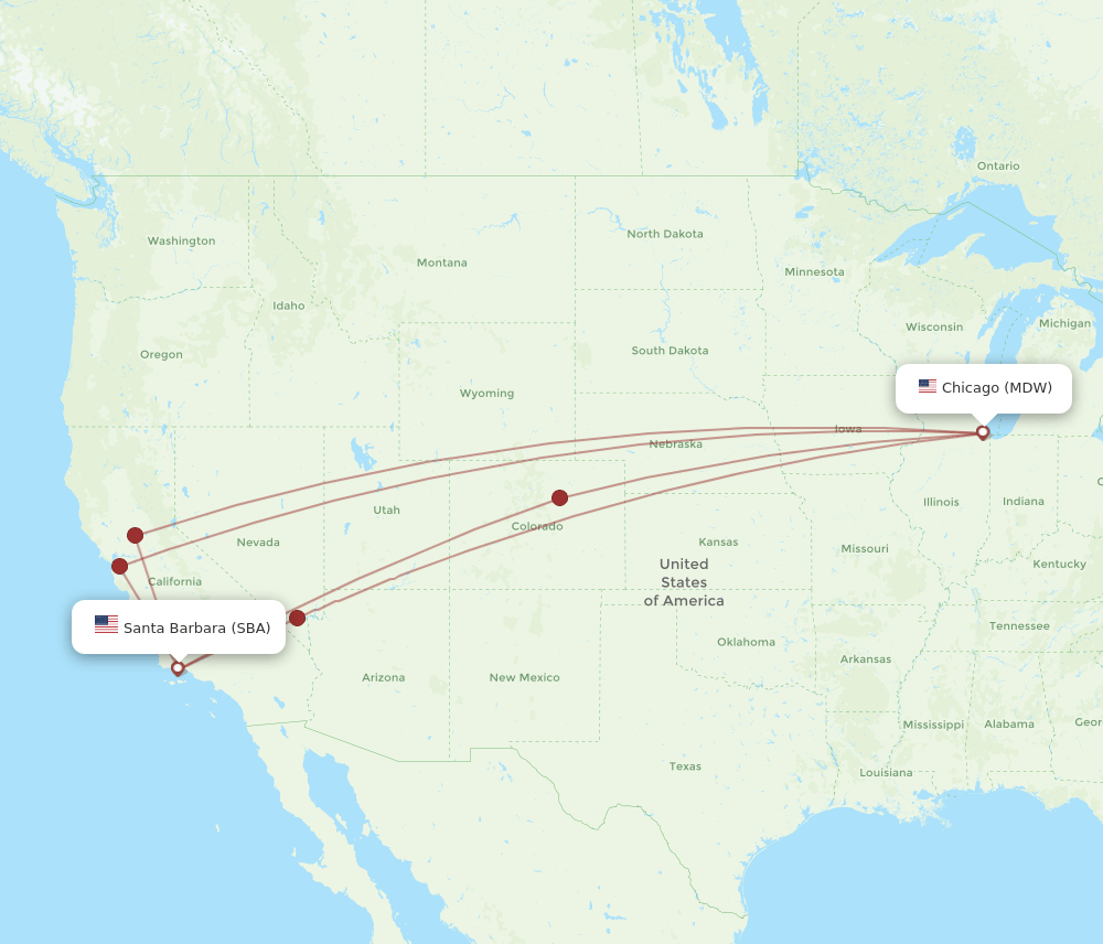MDW-SBA flight routes