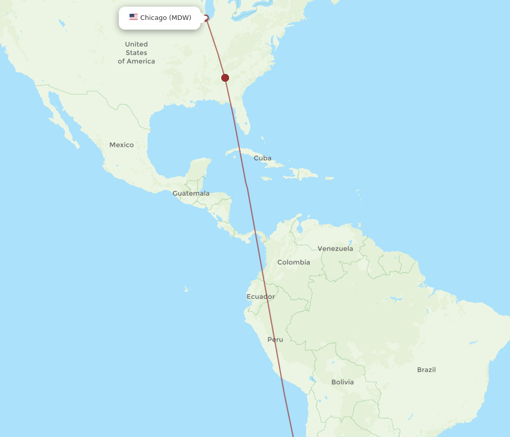 MDW-SCL flight routes