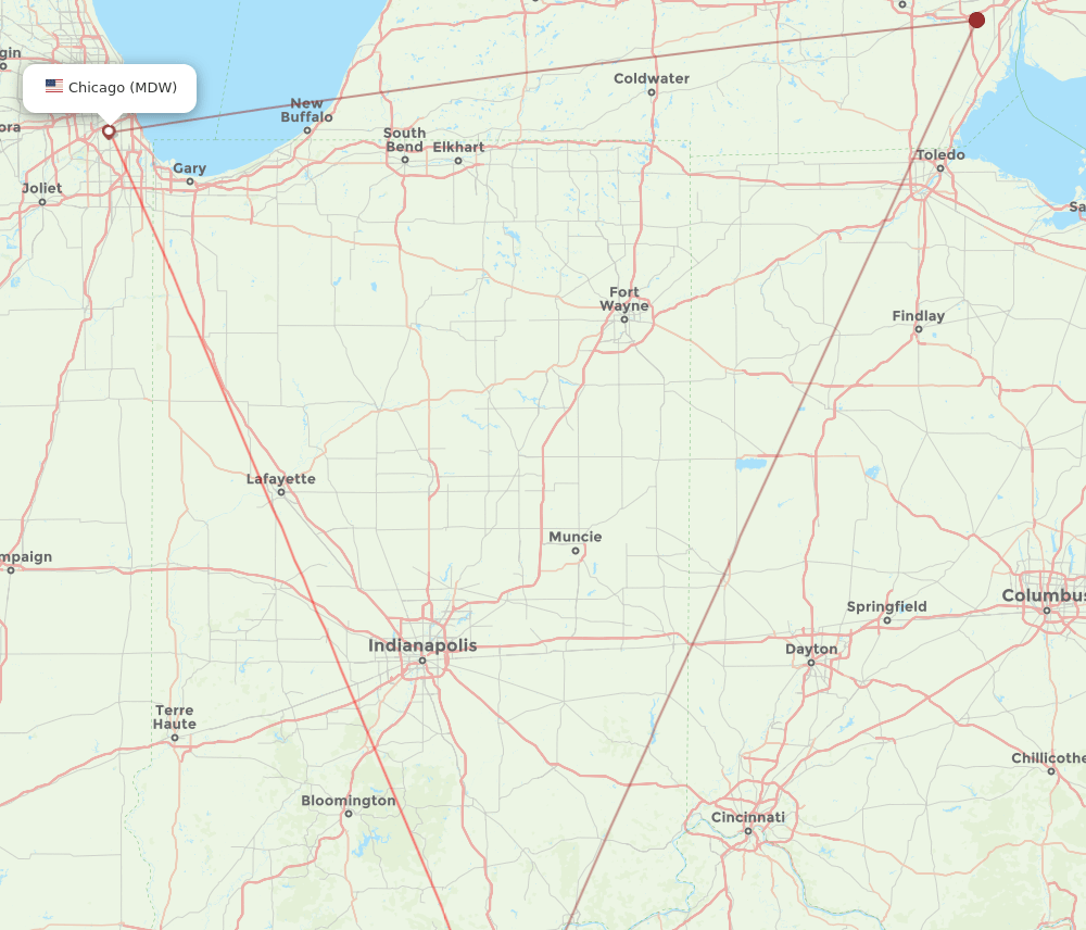 MDW-SDF flight routes