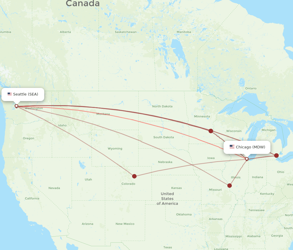 MDW-SEA flight routes