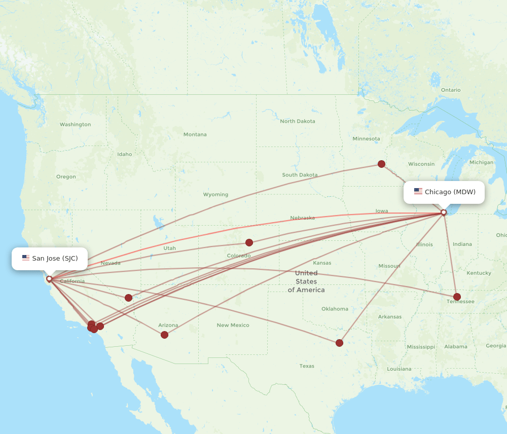 MDW-SJC flight routes