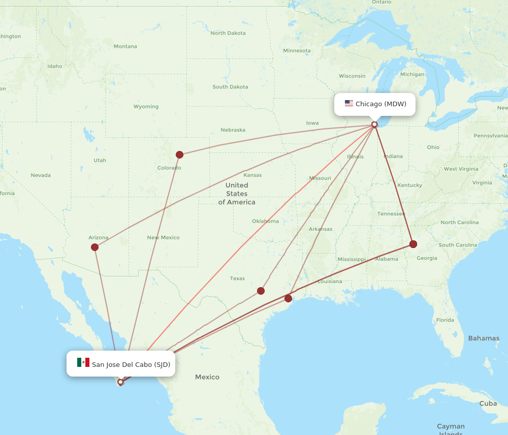 MDW-SJD flight routes