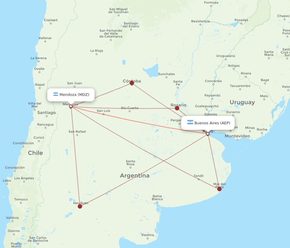MDZ-AEP flight routes
