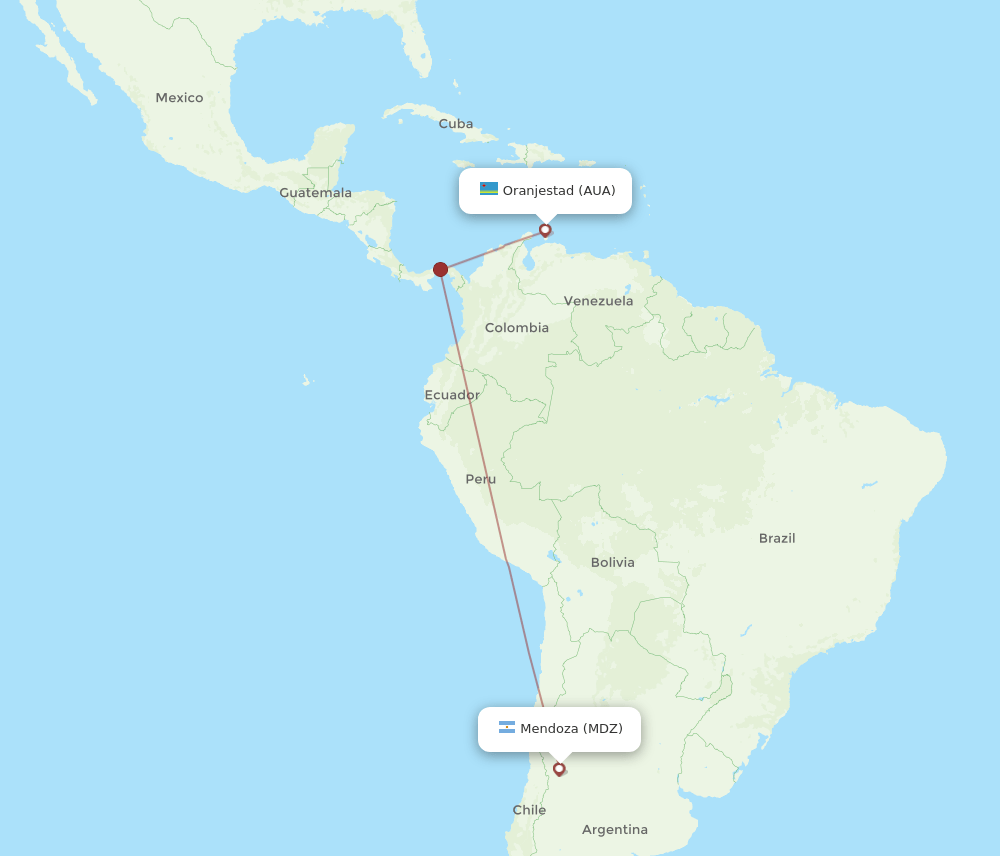 MDZ-AUA flight routes