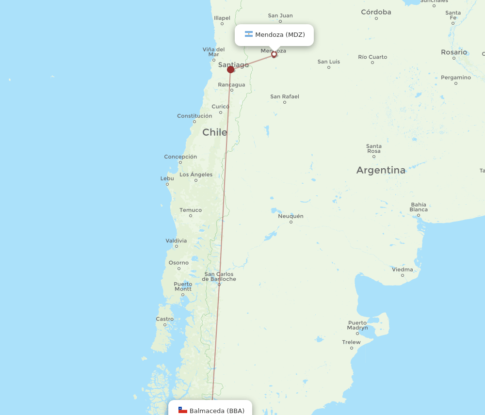 MDZ-BBA flight routes
