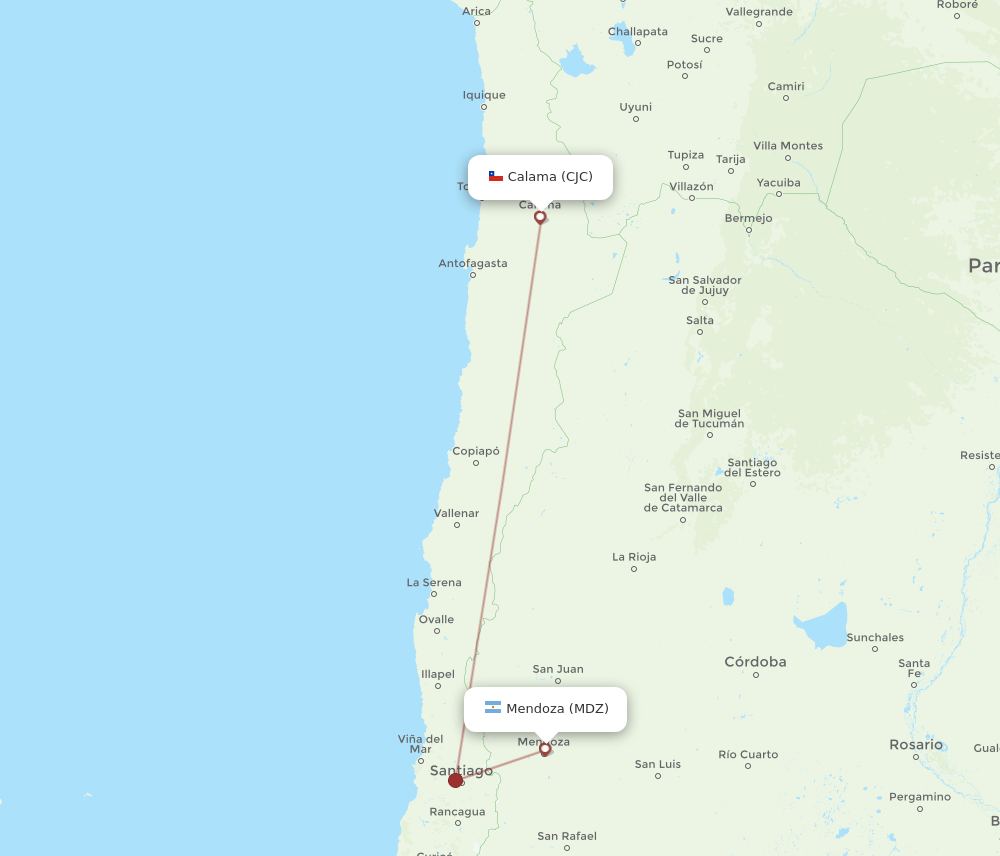MDZ-CJC flight routes