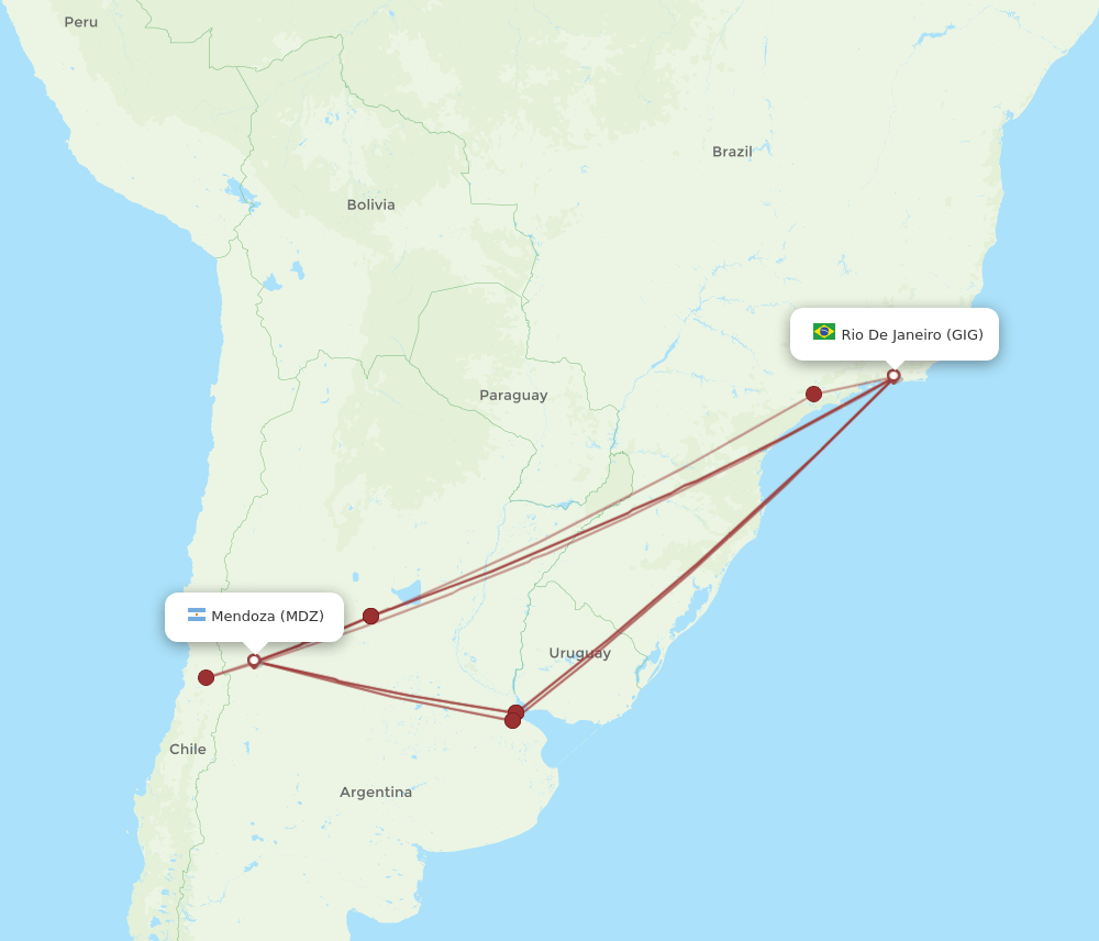 MDZ-GIG flight routes