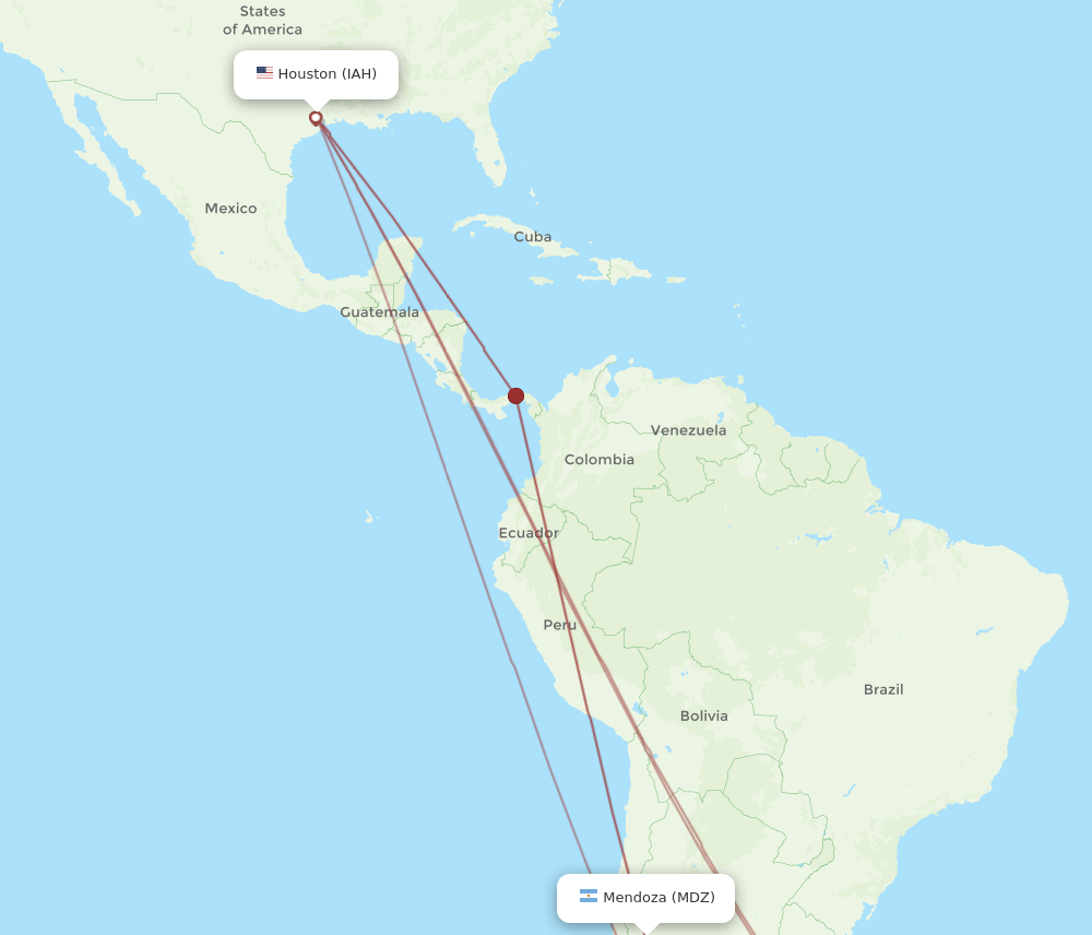 MDZ-IAH flight routes