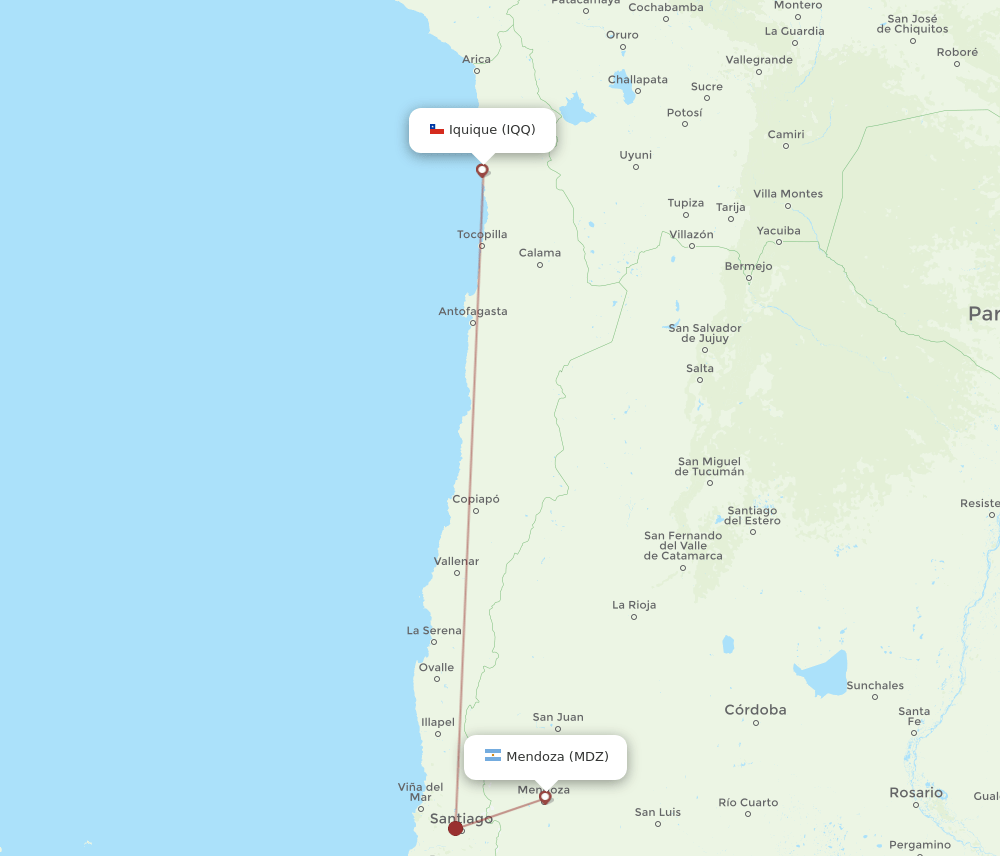 MDZ-IQQ flight routes