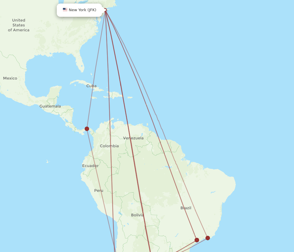 MDZ-JFK flight routes