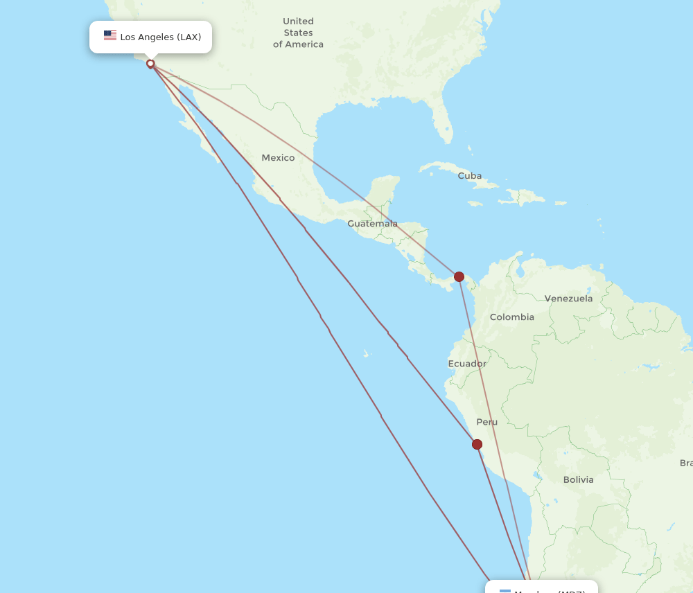 MDZ-LAX flight routes