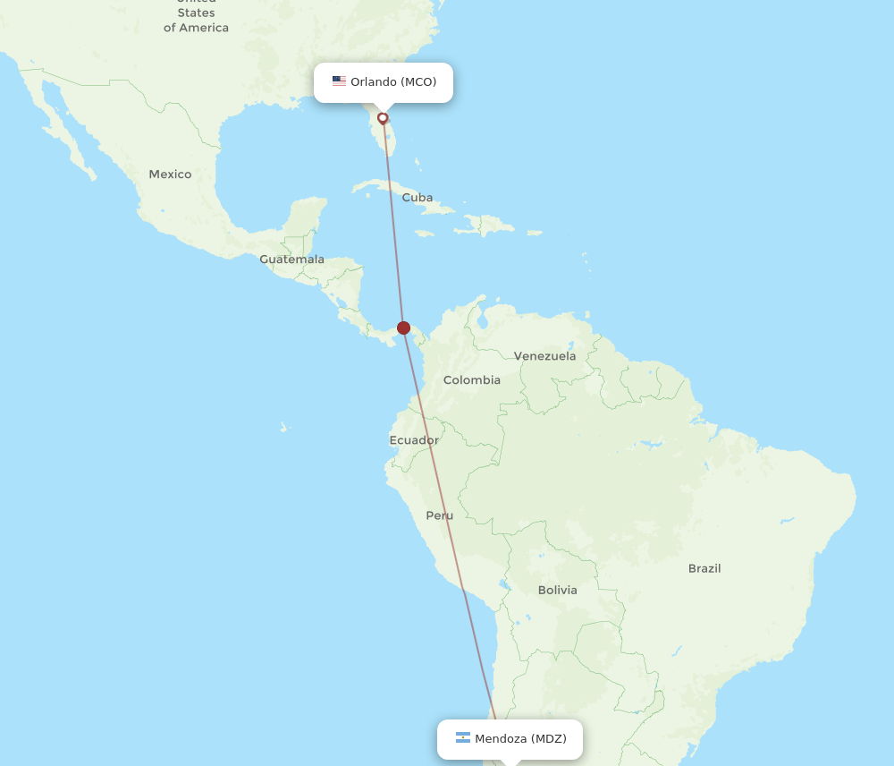 MDZ-MCO flight routes