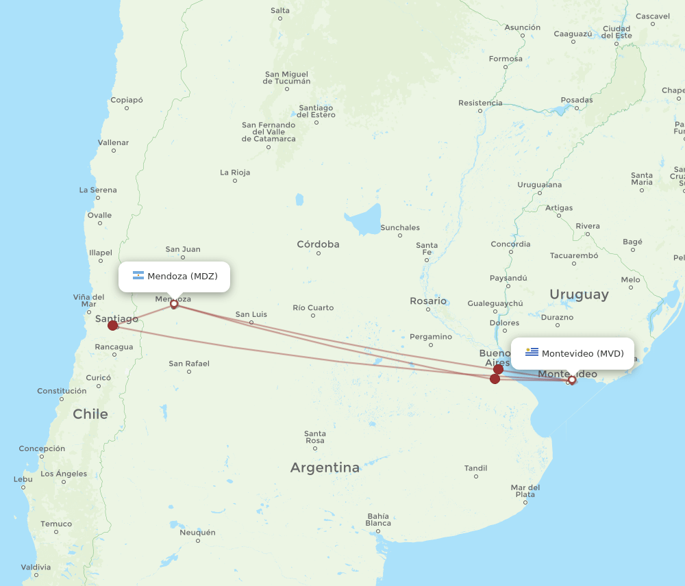 MDZ-MVD flight routes