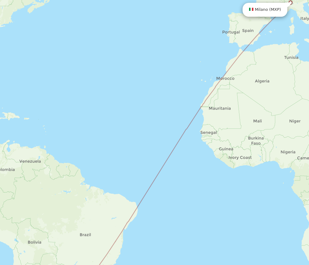 MDZ to MXP flights and routes map
