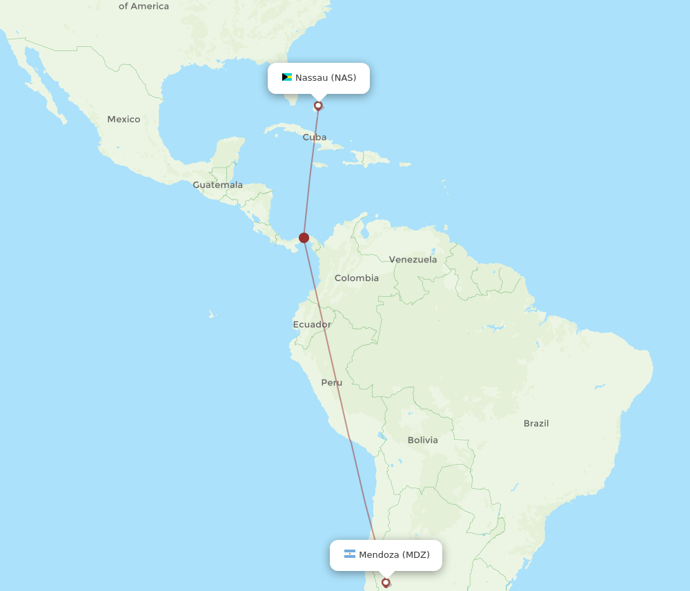 MDZ-NAS flight routes