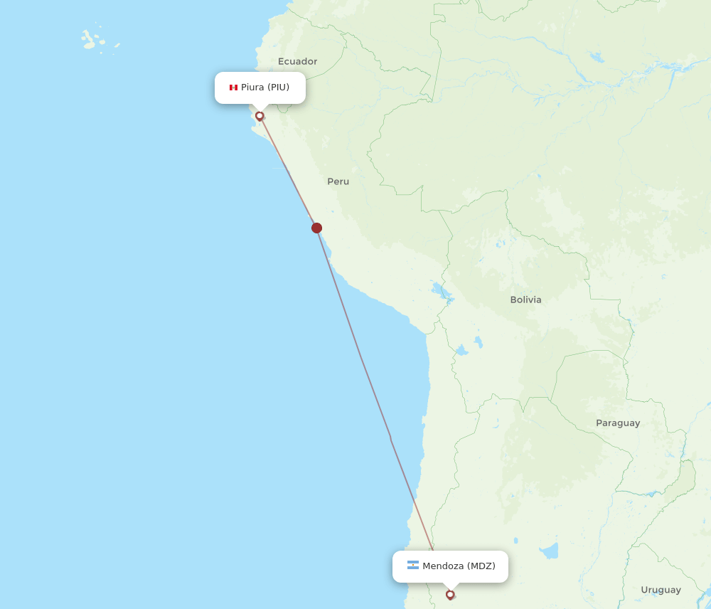 MDZ to PIU flights and routes map