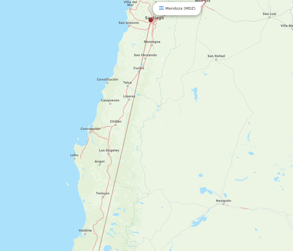 MDZ to PMC flights and routes map