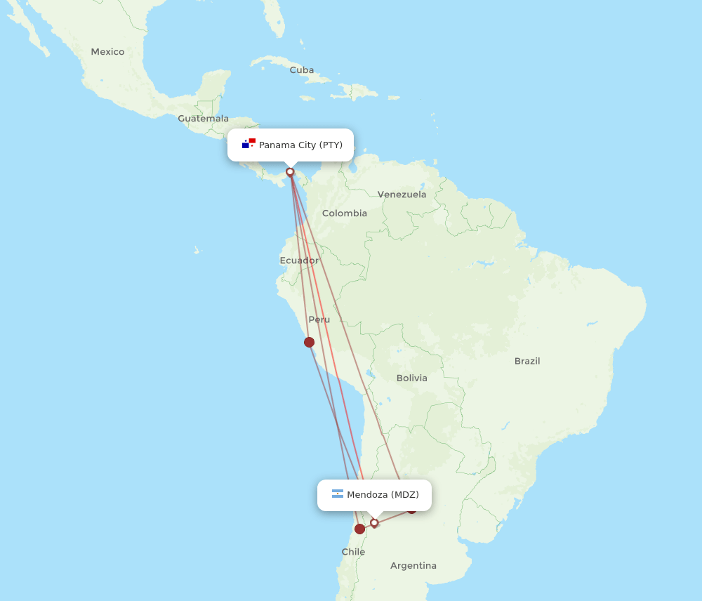 MDZ-PTY flight routes