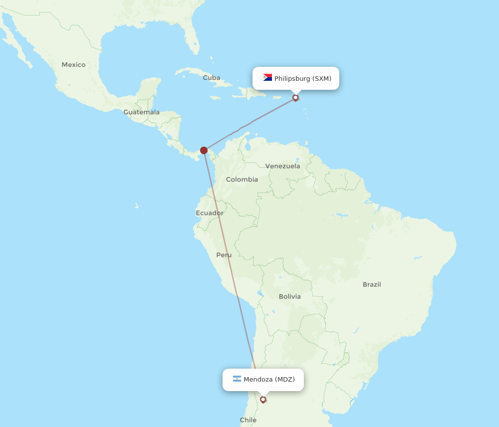 MDZ-SXM flight routes
