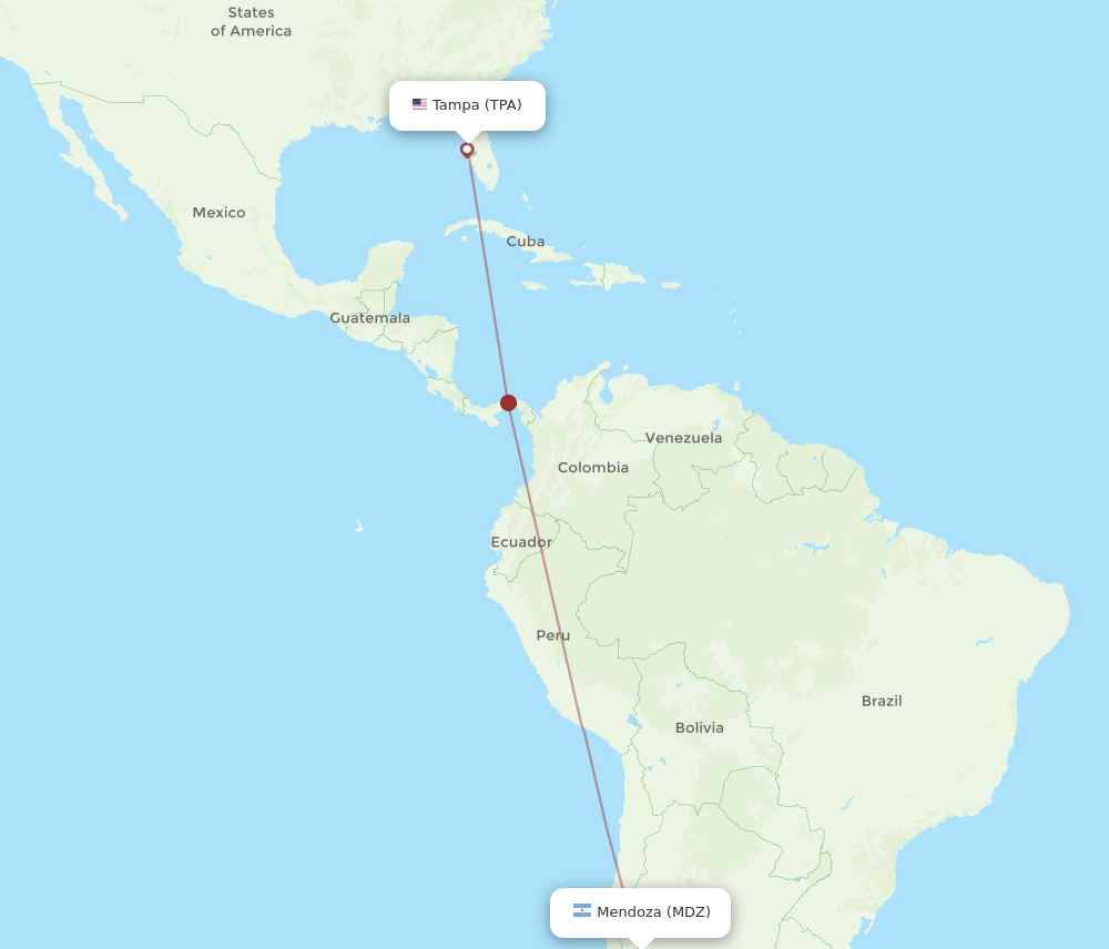 MDZ-TPA flight routes