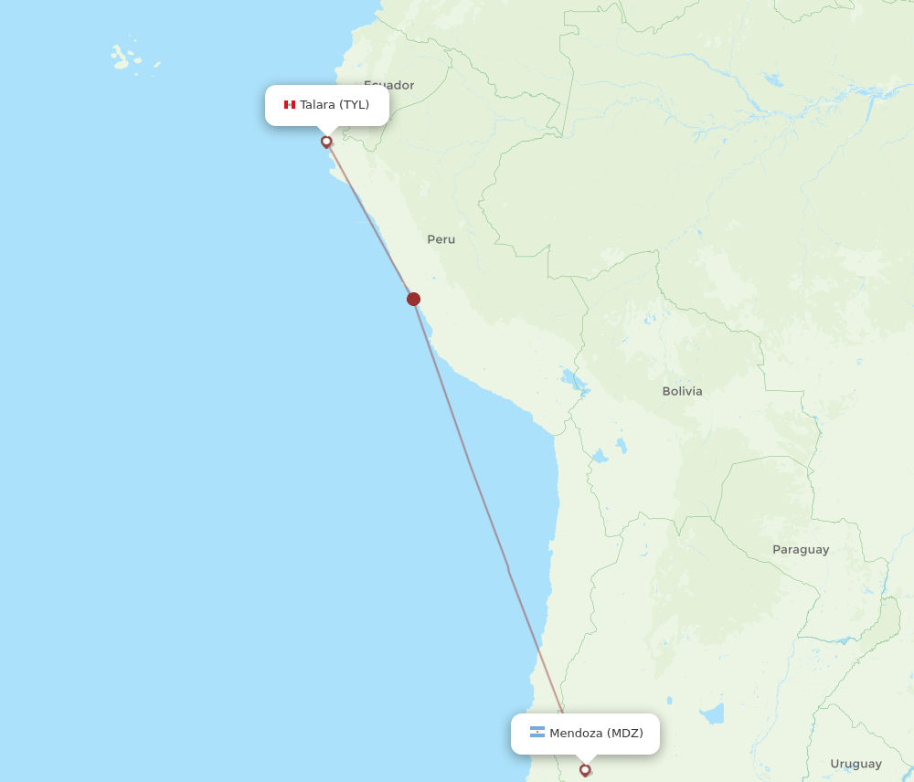 Mendoza - Talara route map and flight paths