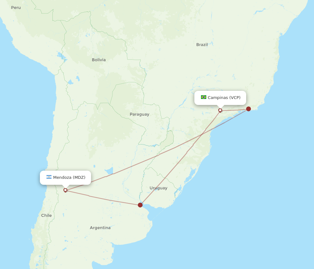 MDZ-VCP flight routes